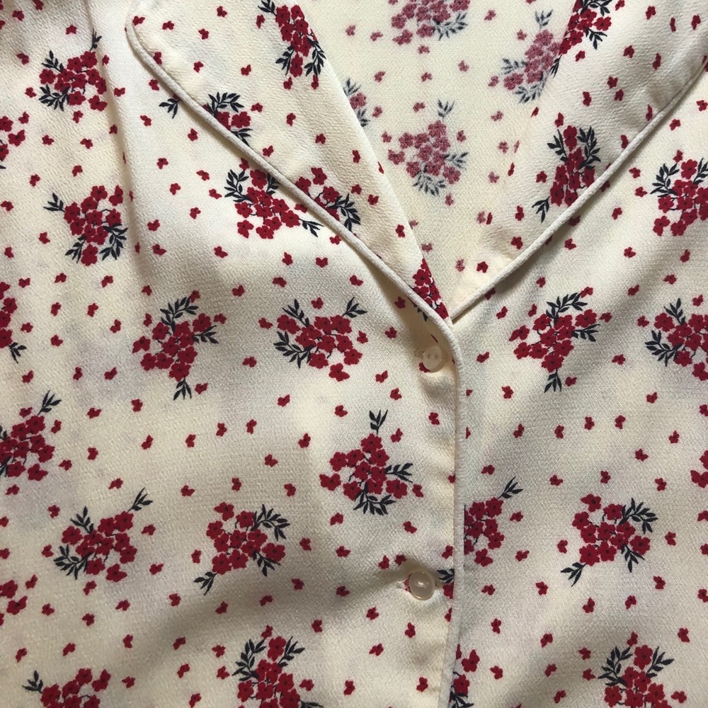 Mango Floral Button-Down Collared Blouse Size 4 - image 4